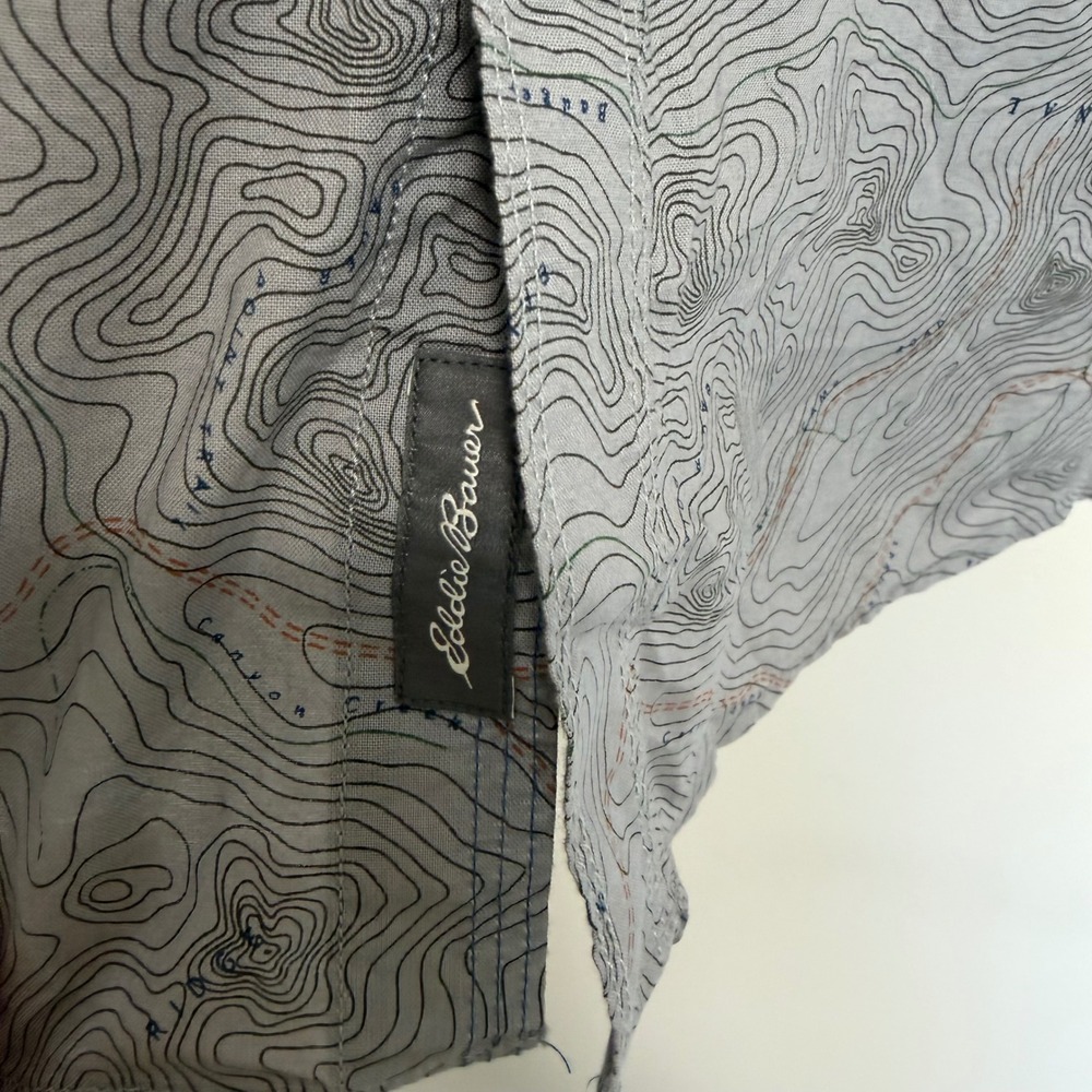 BNWT Eddie Bauer Vashon Topographic Map Print Shirt Grey Mens 2XL - Picture 5 of 10